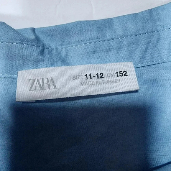 Zara Shirt Button Down Kids 11-12  Light Blue  Studded  Longsleeve - Picture 5 of 15